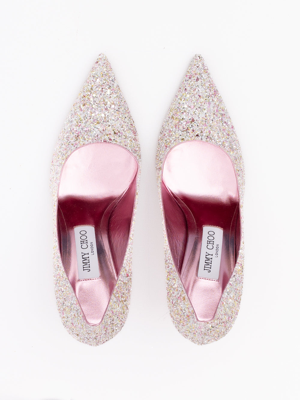 Jimmy Choo Love 85 Glitter Pumps - Pink & White