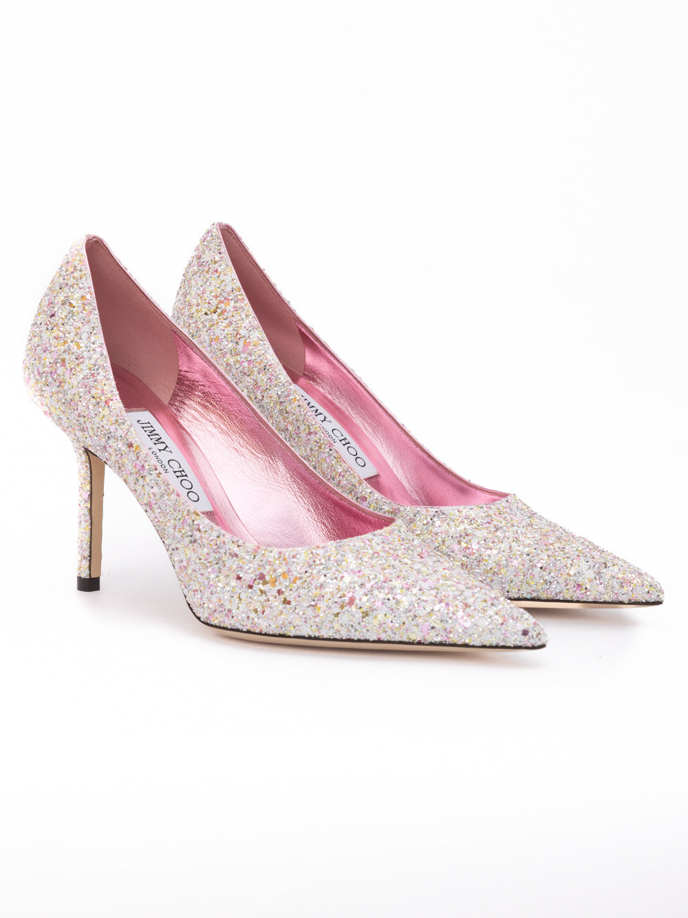 Jimmy Choo Love 85 Glitter Pumps - Pink & White