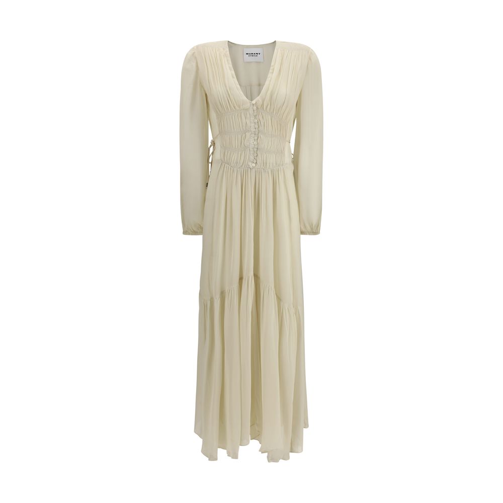 Marant Etoile Shirred Long Dress - Ivory
