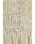 Marant Etoile Shirred Boho Long Dress - Porcelain White