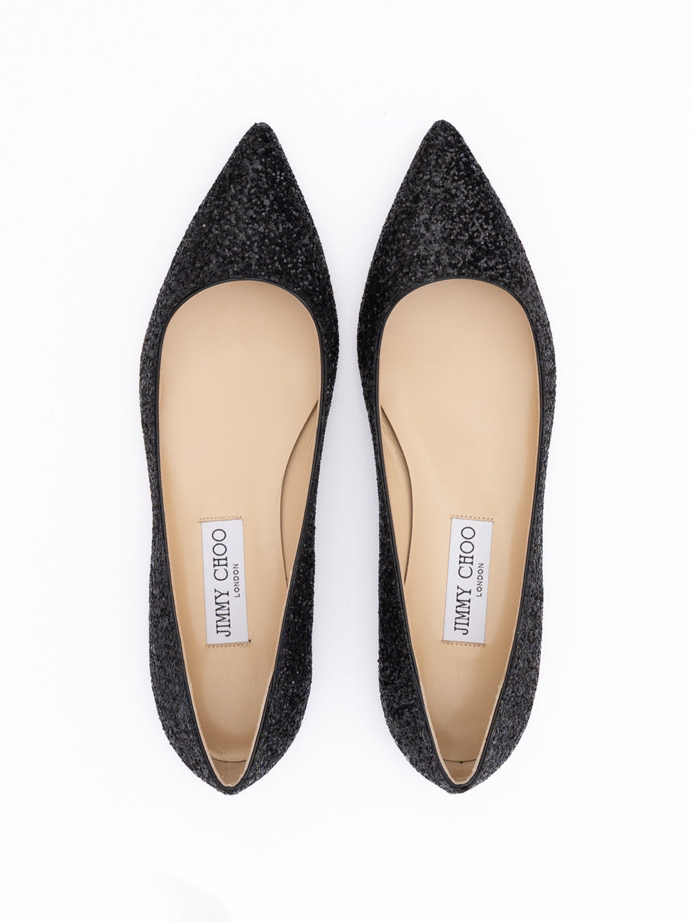 Jimmy Choo Alina Pointed Toe Ballet Flats - Black