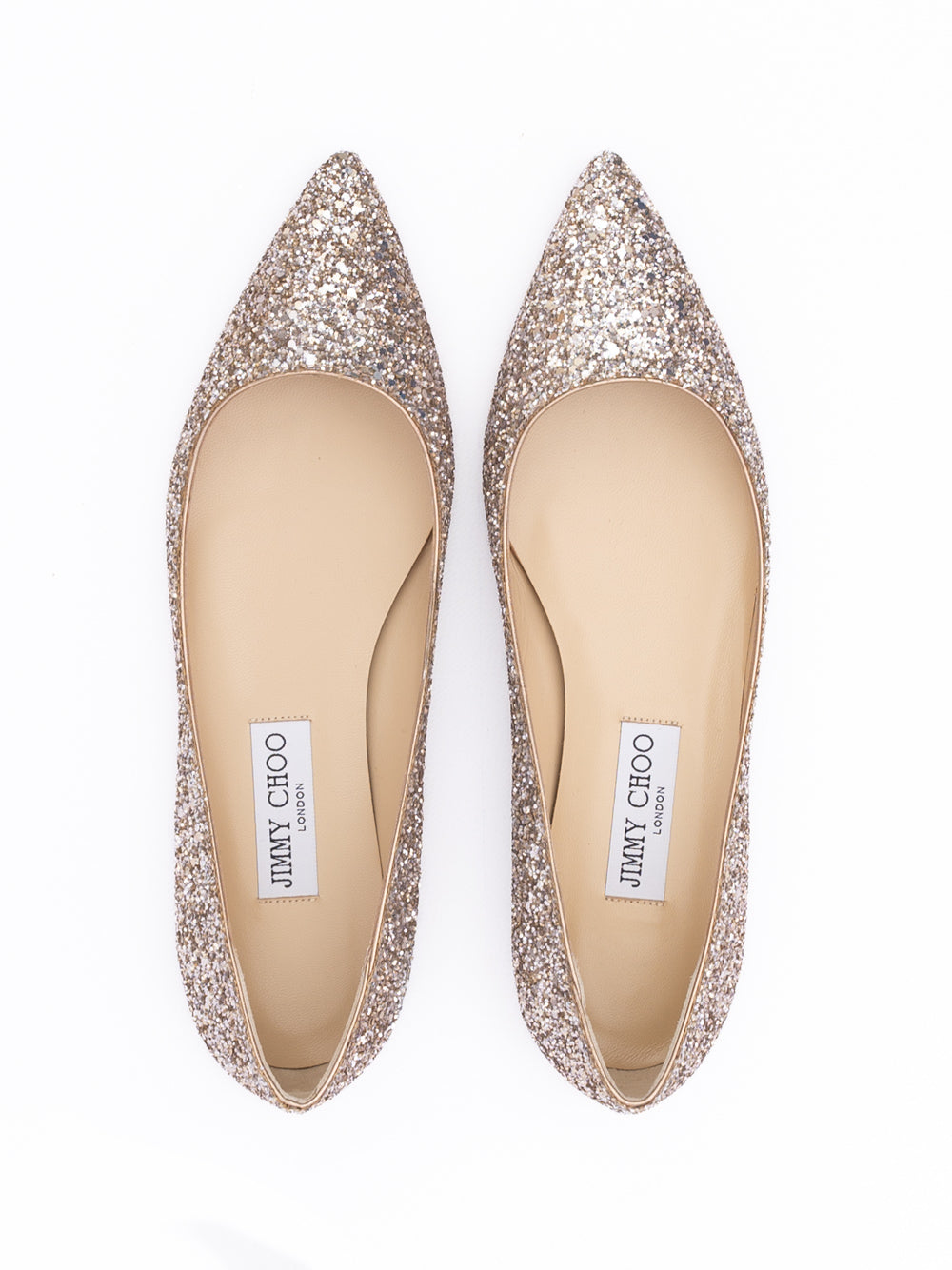 Jimmy Choo Alina Pointed Toe Ballet Flats - Rose Gold
