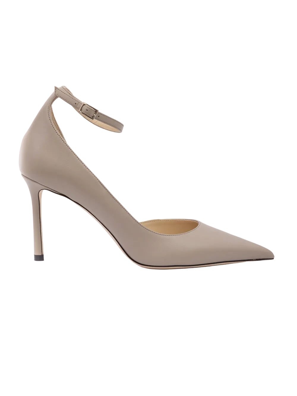 Jimmy Choo Taupe Grey Calf Leather Leona 85 Pumps