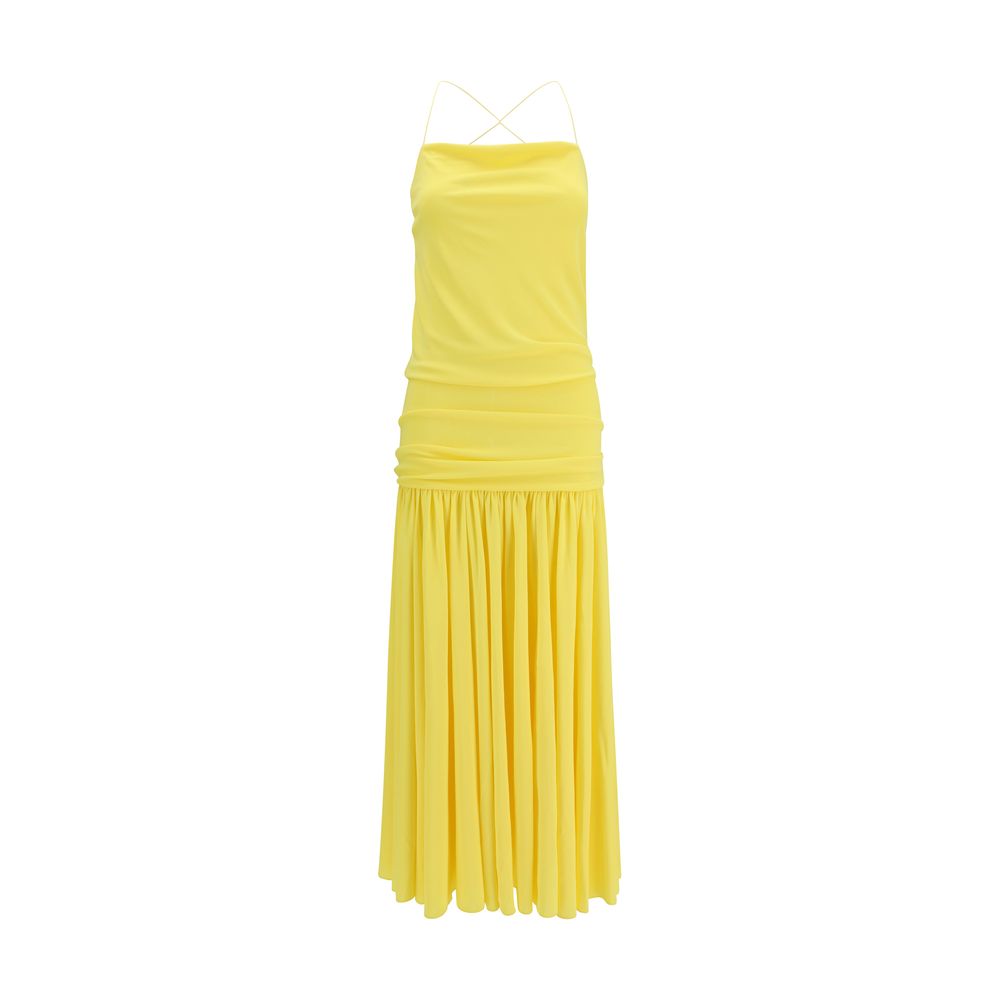 Jacquemus Pleated Midi Dress - Limoncello Yellow