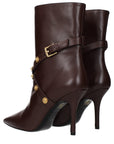 Versace Studded Brown Leather Ankle Boots