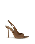 LE SILLA Bella Chanel Silk Stiletto Heel Slingback Sandals - Brown 