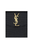Saint Laurent Medium Crocodile Embossed Leather Uptown Pouch Clutch
