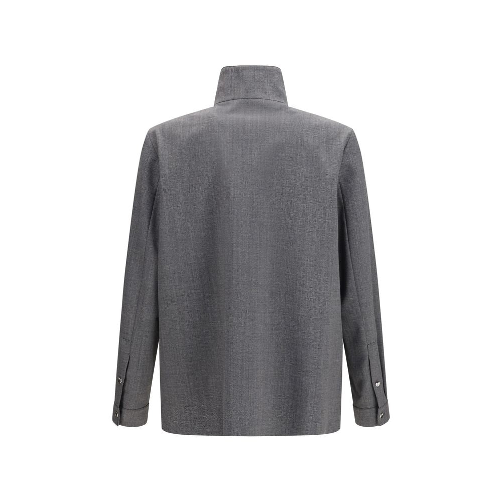 Valentino Mouliné Wool Shirt Jacket - Gray/Grey