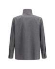 Valentino Mouliné Wool Shirt Jacket - Gray/Grey