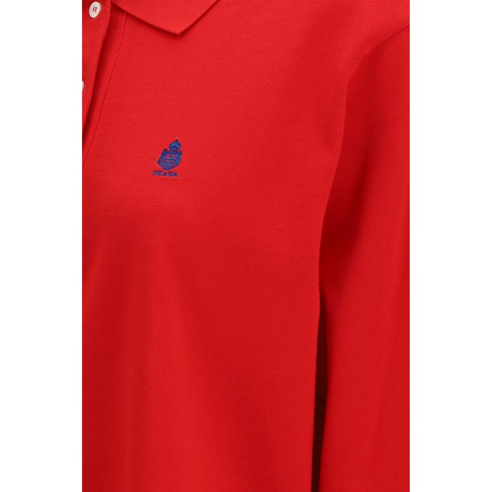 Prada Long Sleeve Polo Shirt - Red
