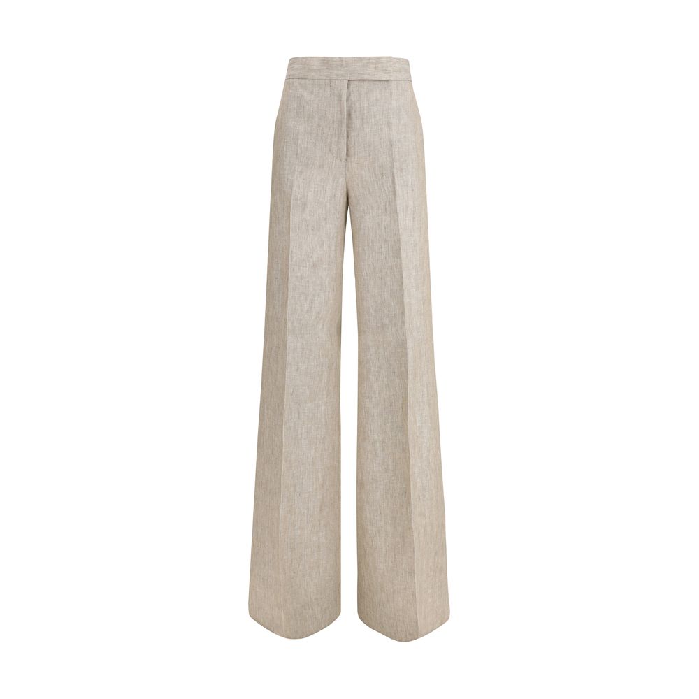 Max Mara Deserto Linen Wide Leg Pants - Beige