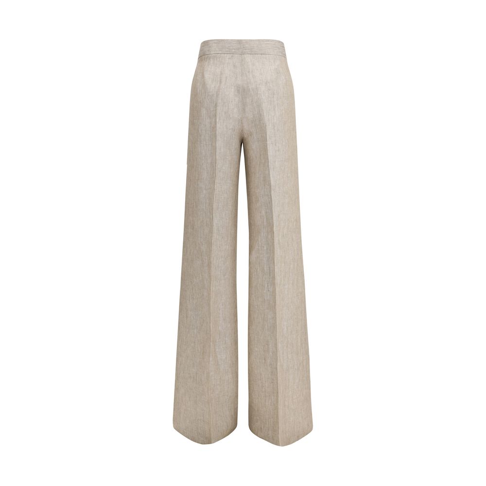 Max Mara Deserto Linen Wide Leg Pants - Beige