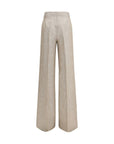 Max Mara Deserto Linen Wide Leg Pants - Beige