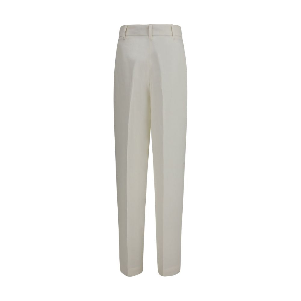 Max Mara Linen Tapered Pants - White