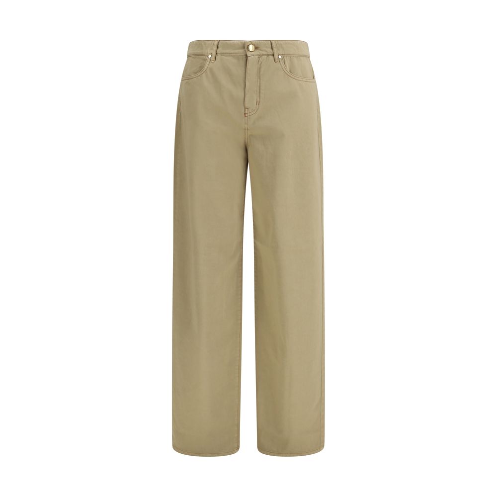 Max Mara Wide-Leg Color Denim Pants - Beige