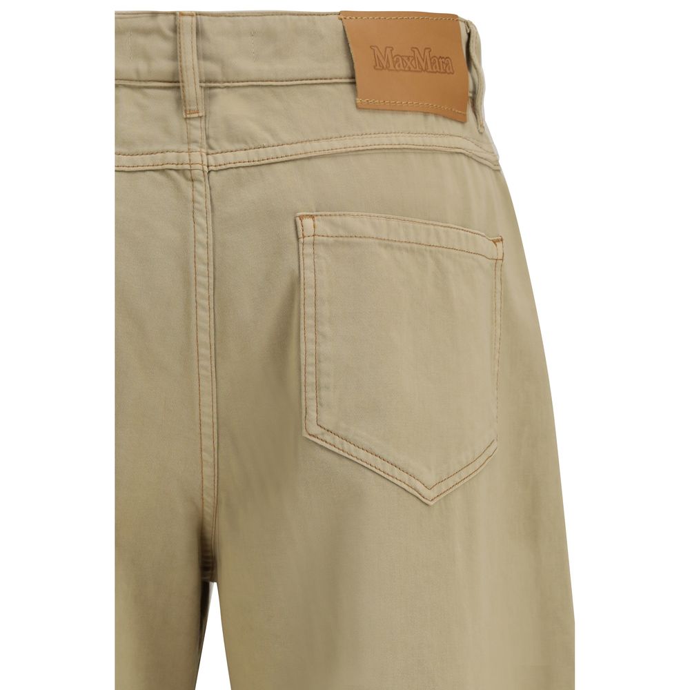 Max Mara Wide-Leg Color Denim Pants - Beige