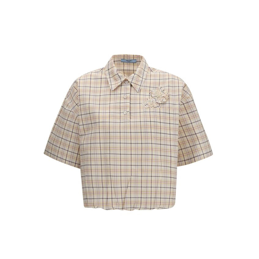 Prada Checkered Pattern Shirt With Tucked Hem