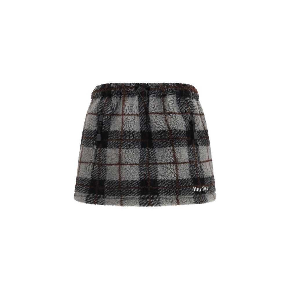 Miu Miu Checkered Mini Skirt - Gray/Grey
