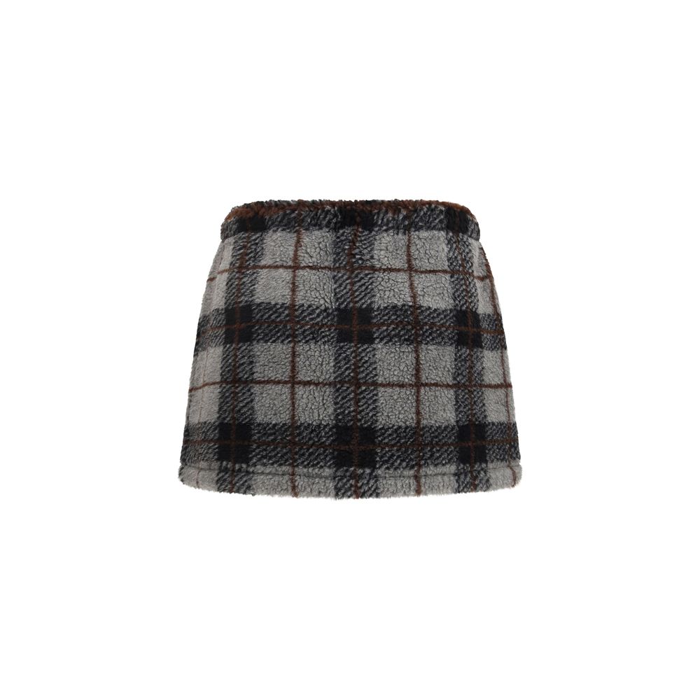 Miu Miu Checkered Mini Skirt - Gray/Grey