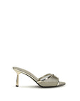 Prada Leather & Mesh Mule Sandals - Silver