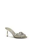 Prada Leather & Mesh Mule Sandals - Silver