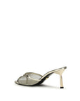 Prada Leather & Mesh Mule Sandals - Silver