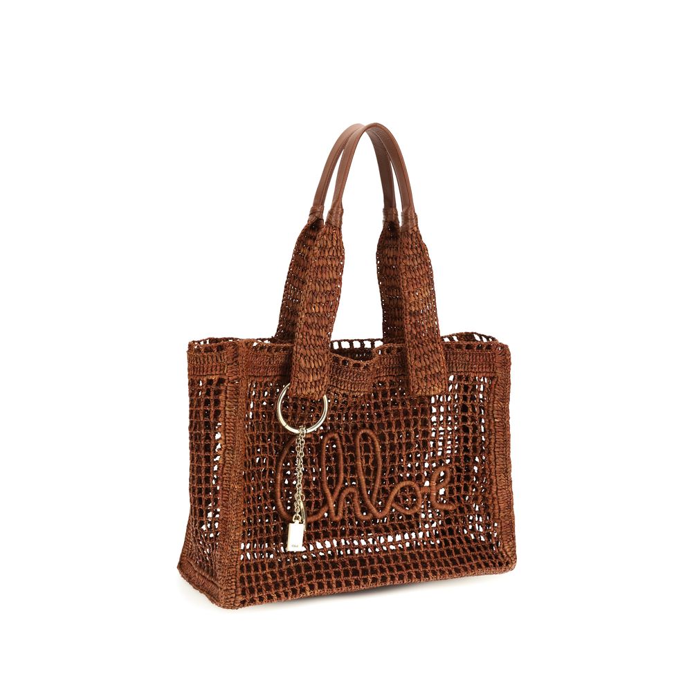 Chloé East-West Summer Banana Raffia Tote & Shoulder Bag