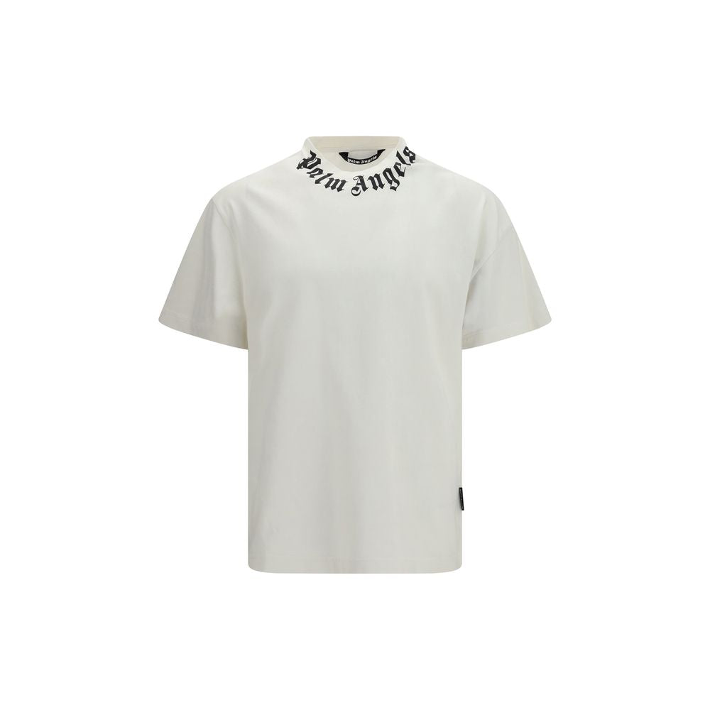 Palm Angels Neck Logo T-Shirt - Porcelain White
