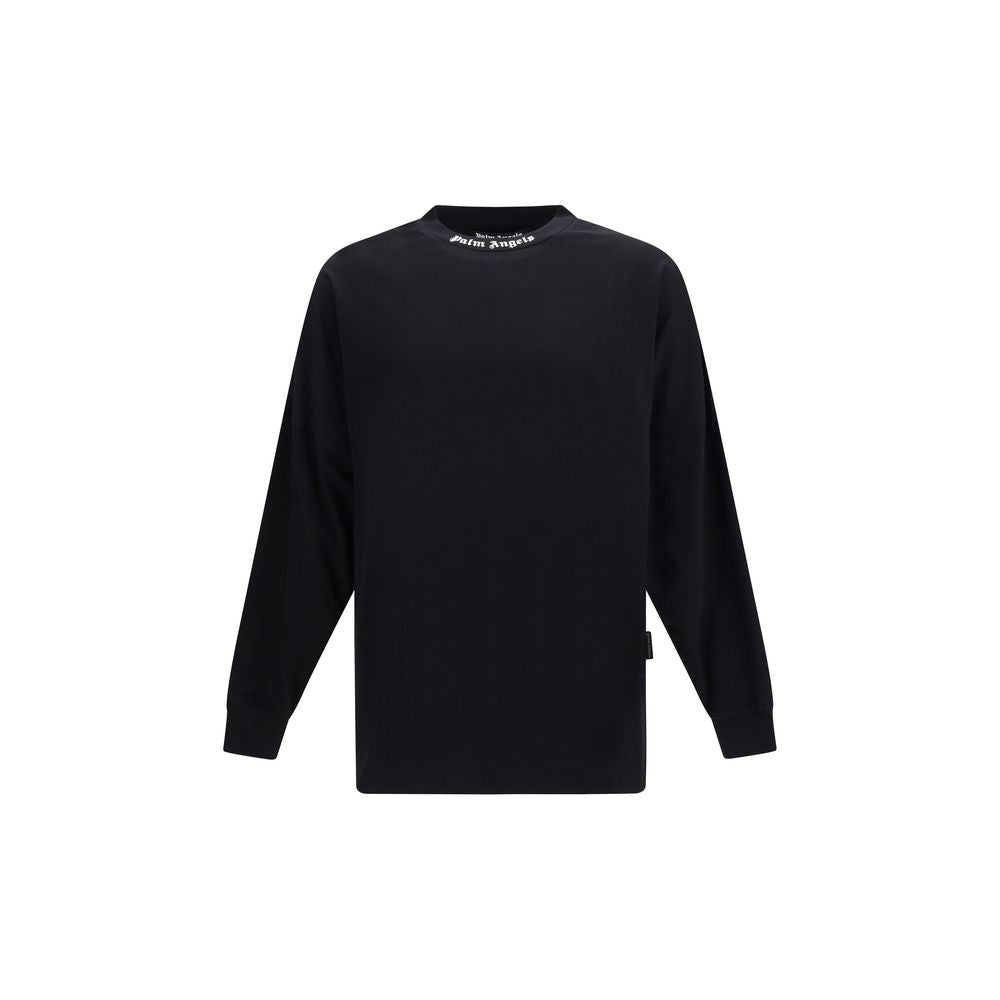Palm Angels Neck Logo Long Sleeve Top - Black