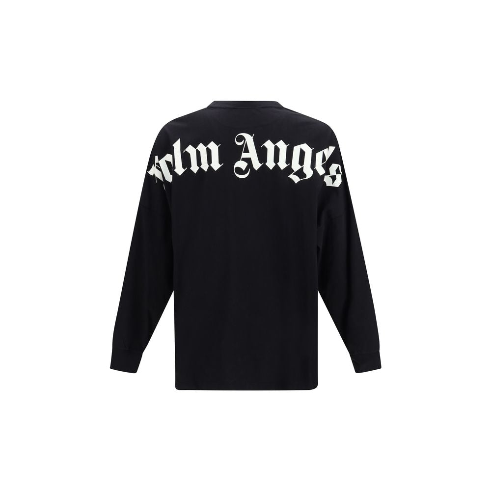Palm Angels Neck Logo Long Sleeve Top - Black