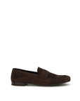 Prada Brown Suede Leather Loafers - Dark Chocolate