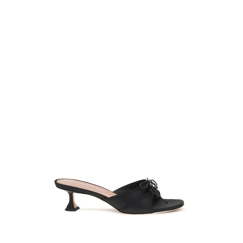 Amina Muaddi Eleanora Silk Mule Sandals - Black