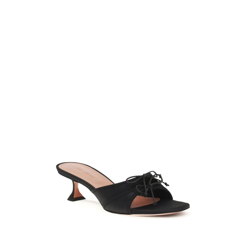 Amina Muaddi Eleanora Silk Mule Sandals - Black