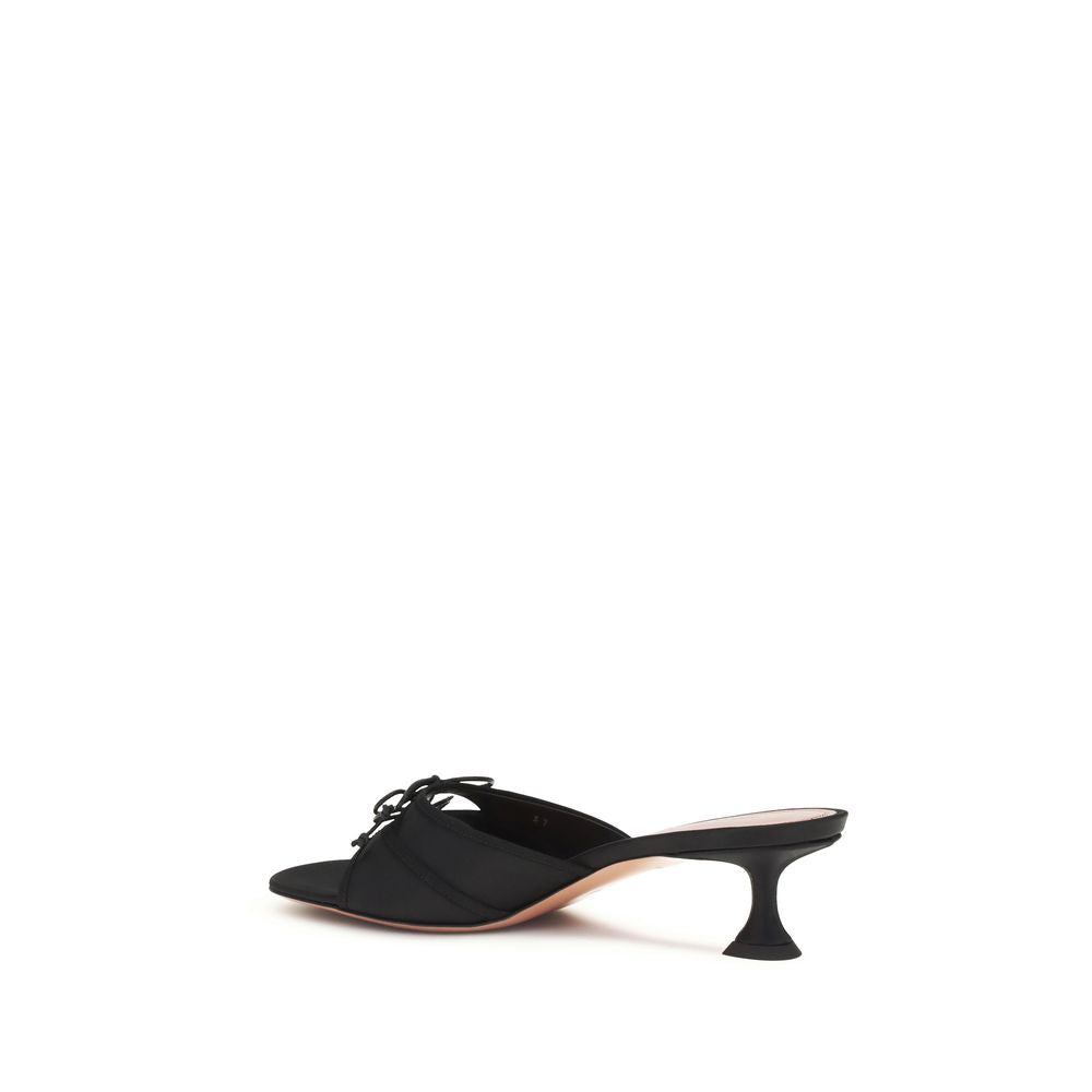 Amina Muaddi Eleanora Silk Mule Sandals - Black