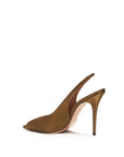 Amina Muaddi Kristina Silk Slingback Heels - Brown