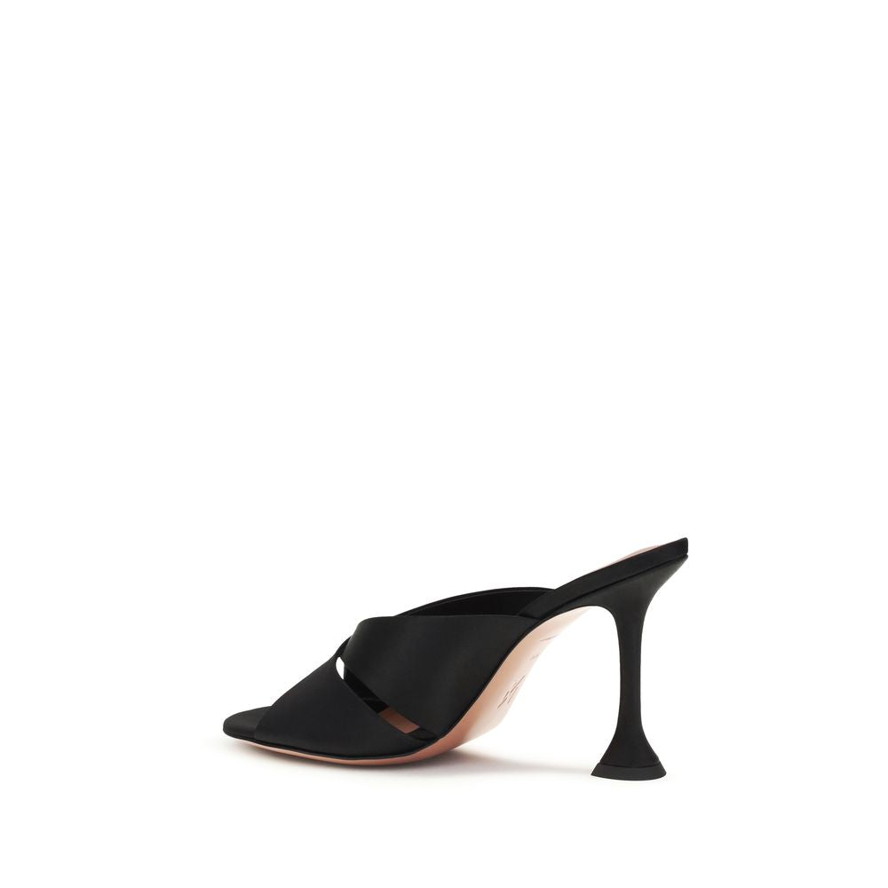 Amina Muaddi Salma Silk Mule Sandals - Black