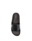 The Row Vivienne Leather Flat Sandals - Black