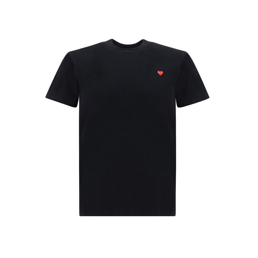Comme Des Garçons Play Logo Cotton T-Shirt - Black