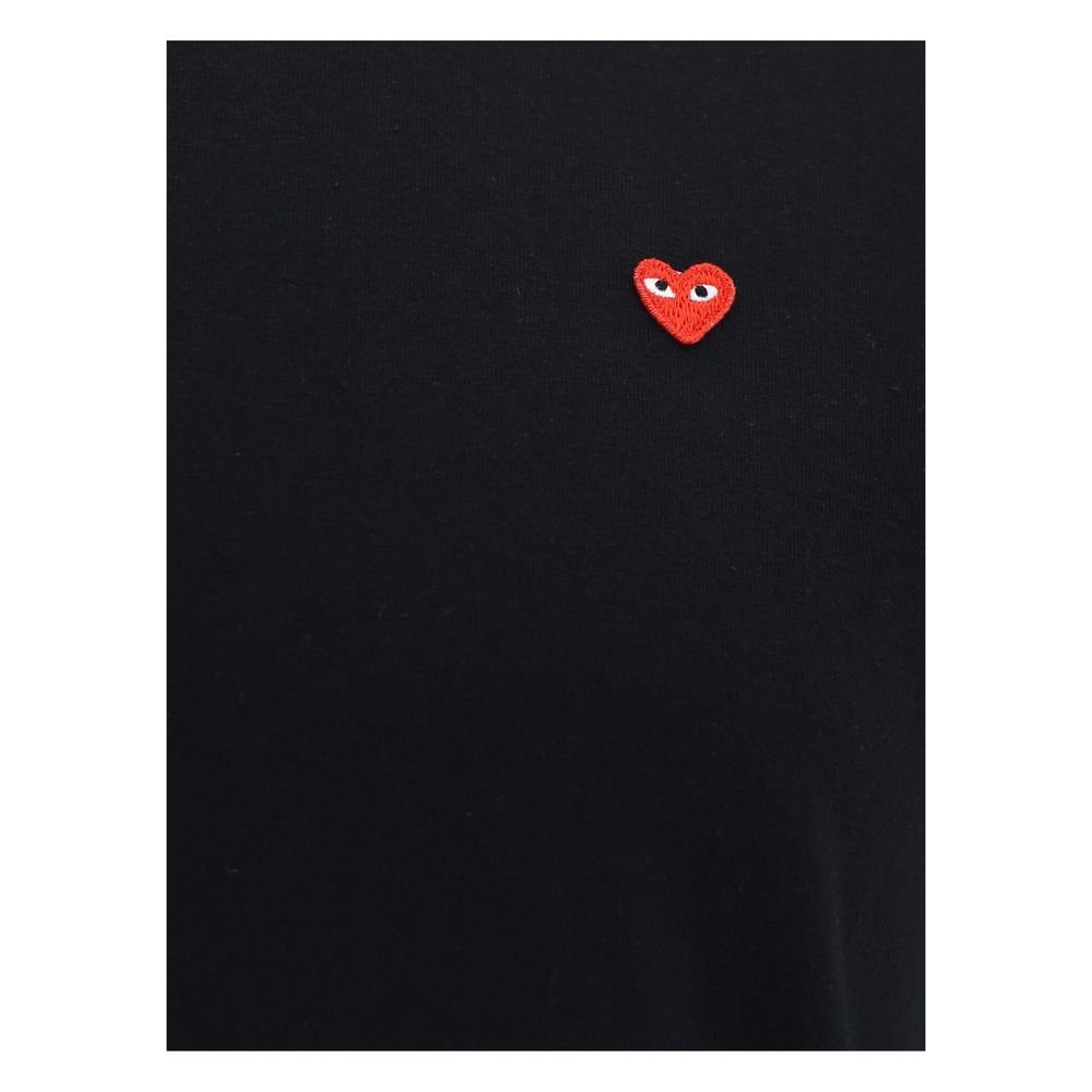 Comme Des Garçons Play Logo Cotton T-Shirt - Black