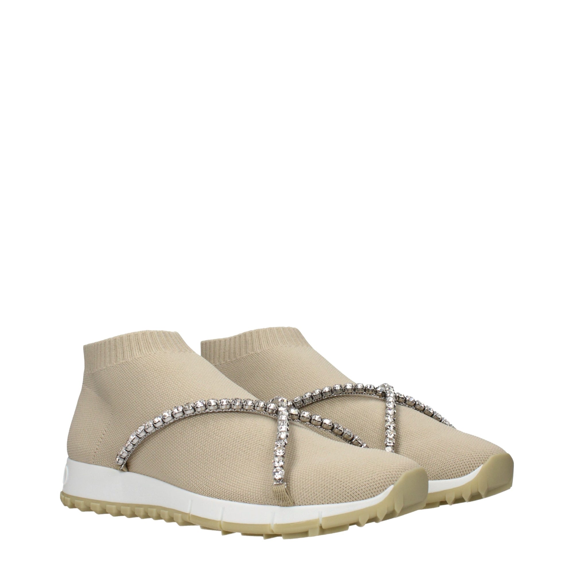 Jimmy Choo Embellised Torri Knit Sneakers - Beige 