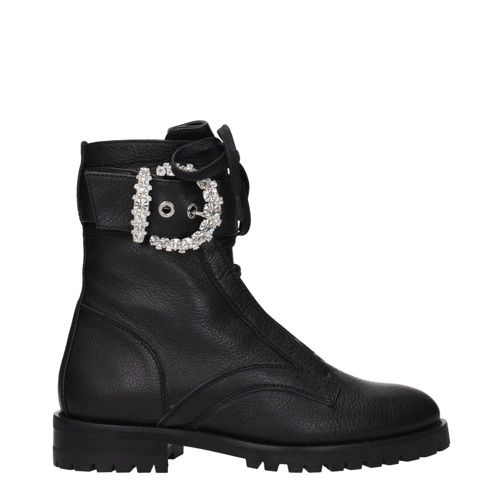 Jimmy Choo Cherie Combat Leather Ankle Boots - Black