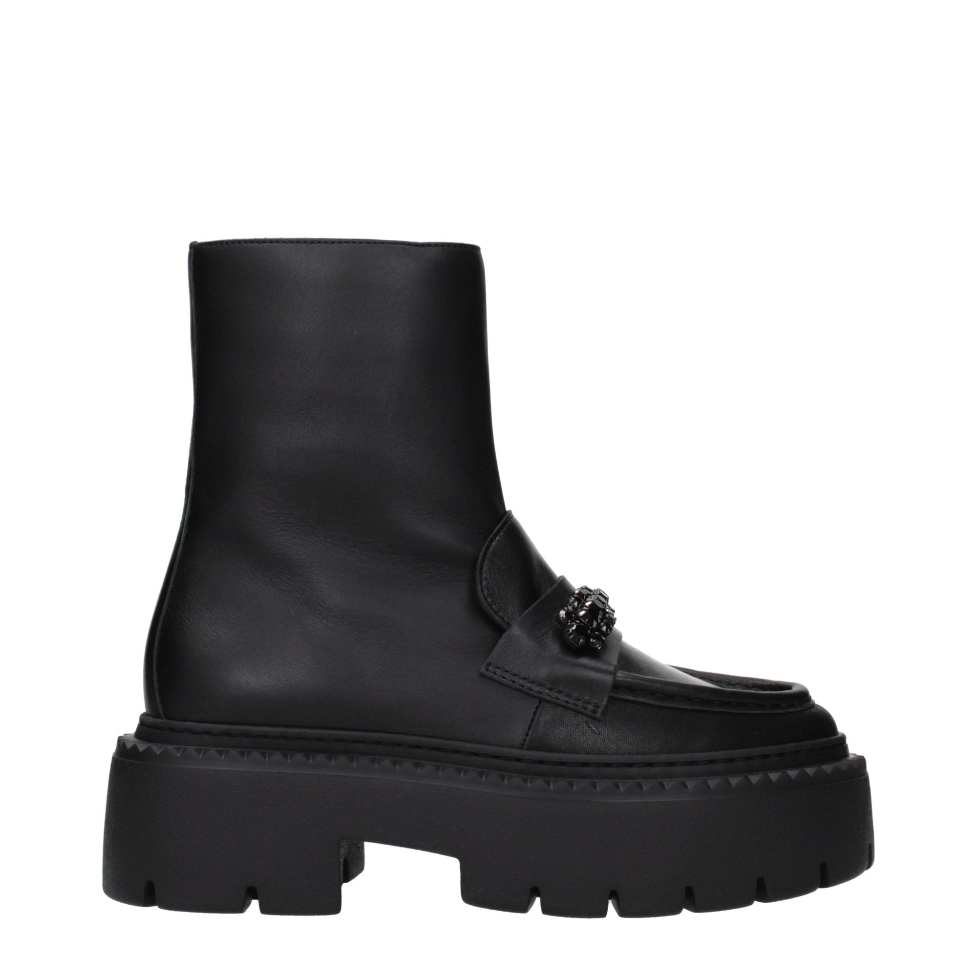 Jimmy Choo Bryer  Leather Platform Ankle Boots - Black