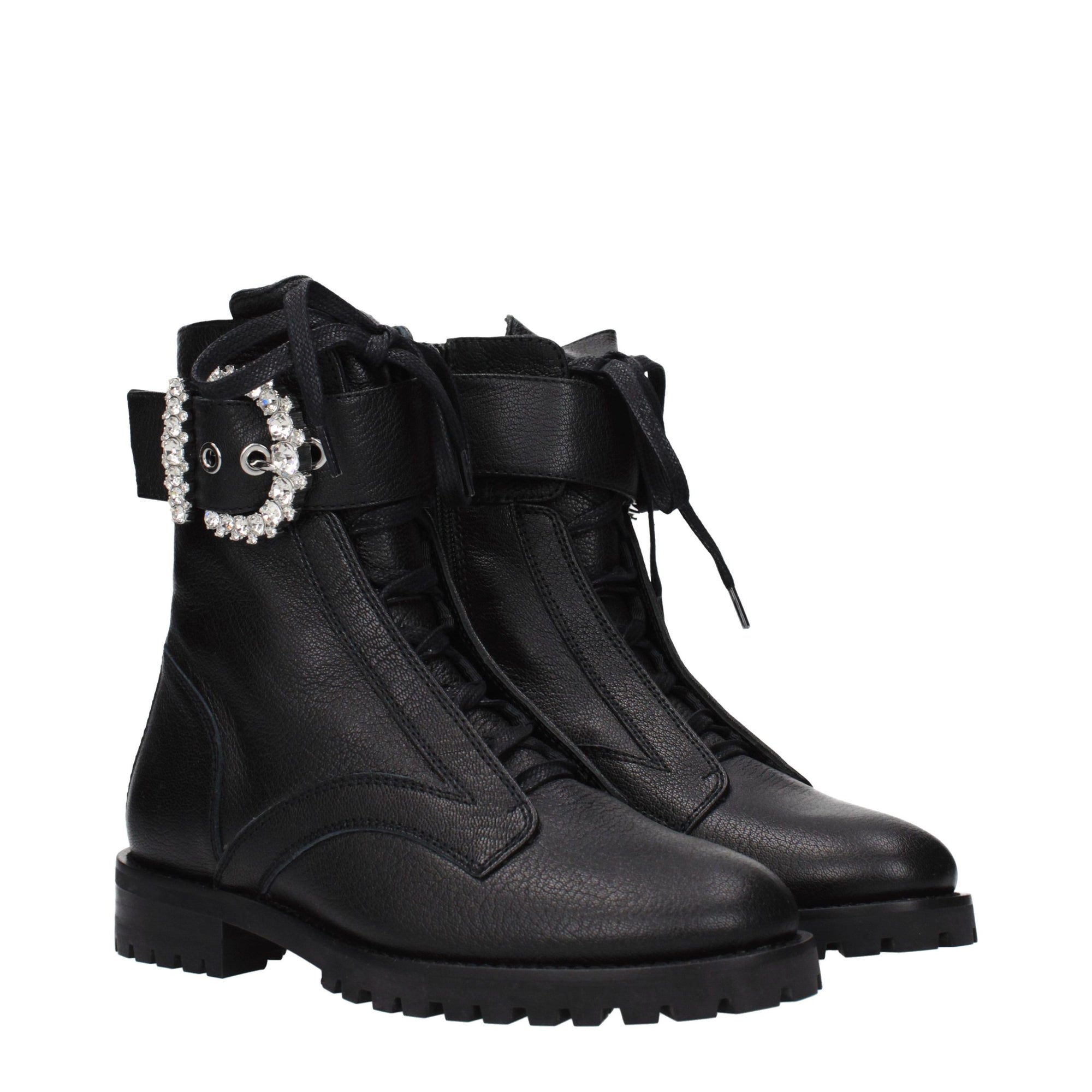 Jimmy Choo Cherie Combat Leather Ankle Boots - Black