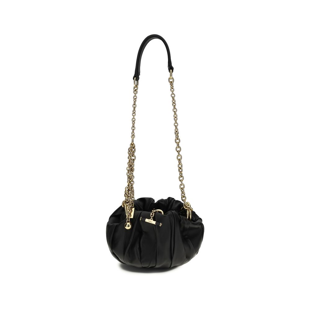 Chloé Plissé Leather Shoulder Bag - Black