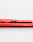 Chanel Leather Boy Wallet On Chain - Red