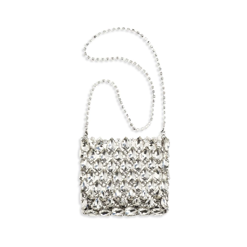 Self-Portrait Crystal Embellished Mesh Pouch & Shoulder Bag - Silver
