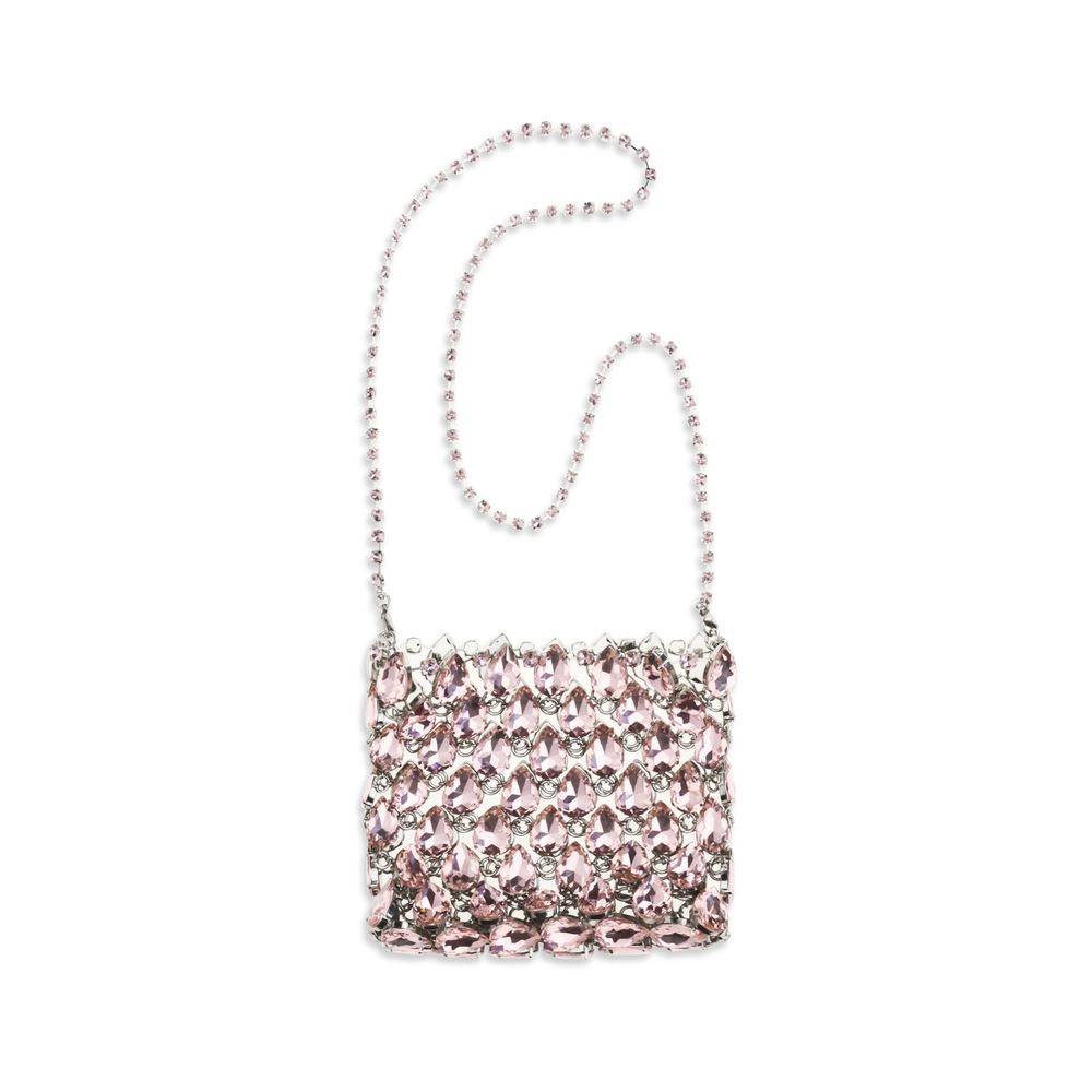 Self-Portrait Crystal Embellished Mesh Pouch & Shoulder Bag - Pink