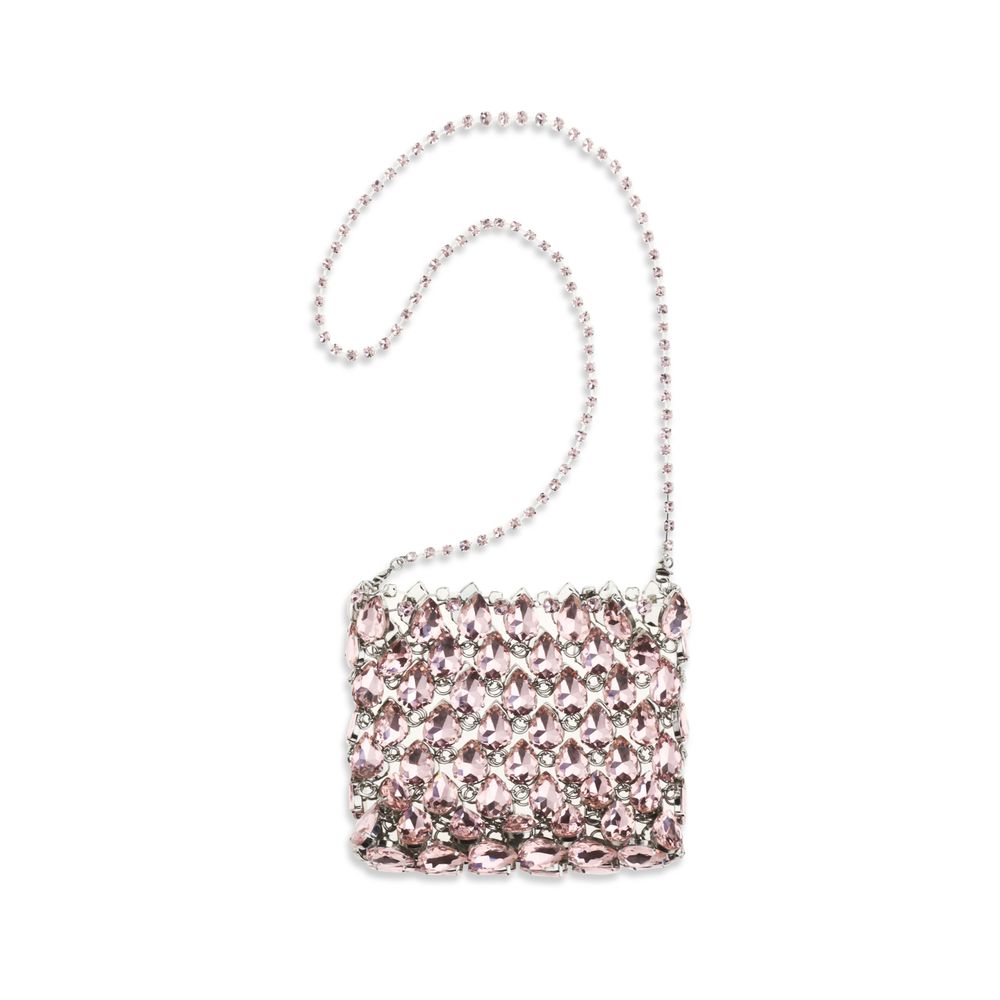 Self-Portrait Crystal Embellished Mesh Pouch & Shoulder Bag - Pink