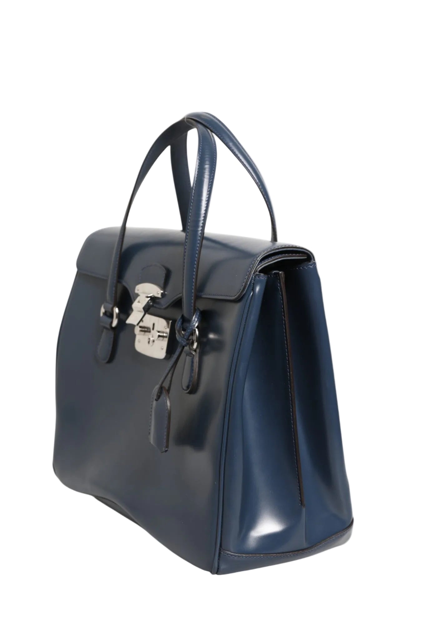 Gucci Smooth Leather Lady Lock Shoulder Bag - Blue
