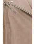 PINKO Vintage Biker Leather Jacket - Beige